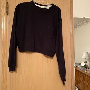 Ann Taylor Action Dark Navy Blue Sweatshirt Short Crop